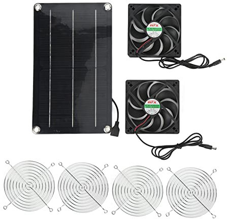 Ventilador Solar de 12 V, Ventilador de Escape Solar Portátil, Seguro, Respetuoso con el Medio Ambiente, Ventilador de Escape Doble, Ventilador de Invernadero con Panel Solar