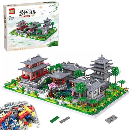 Chinesische Architecture Suzhou Garden Mini Bausteine Bausatz 3930 Teile, Modular Bausteine Haus Modellbausatz, klemmbausteine Geschenk für Erwachsene Jungen Mädchen Kinder, Nicht Kompatibel mit Lego