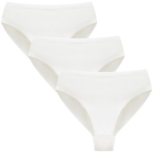 Adorel Mädchen Ballett Slips Baumwolle Tanz Unterhosen Unterwäsche 3er-Pack Weiß 152-158 (Herstellergröße 160)