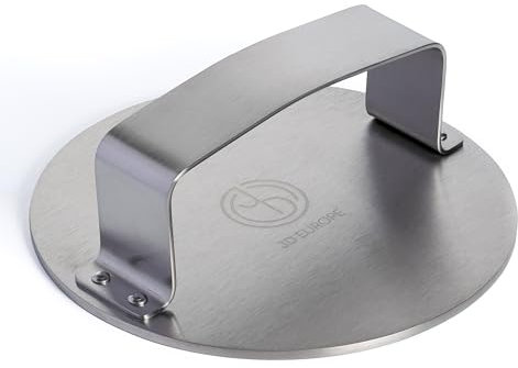 JD Europe 7 Inch Stainless Steel Round Shape 900g Weight Flat Bottom Smashed Burger Meat Press