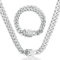 LOCCY 12 MM kubanische Gliederkette, Silber Gold Kubanische Kette Gliederkette, iced out Armband ice out Kette mit Karabinerverschluss, Länge 50/55/60cm(Silber, 60)