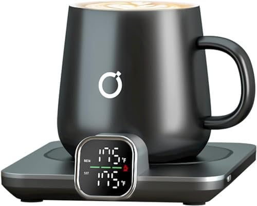 ikago Smart Heated Coffee Mug Warmer & Mug Set - Heated Mug Warmer with Auto Shut Off, 1℃ Precise Temperature Control Mug Warmer, Electric Coffee Mug Warmer for Desk, Gifts for Women and Men, Travel
