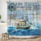 ASDCXZ Sommer Duschvorhang 240x180 cm, Vintage Holz Blau Ozean Segelboote Möwe Anker Kompass Maritim Bad Waschbar Duschvorhänge Polyester Textil Wasserdicht Duschvorhang für Badewanne mit 12 Haken
