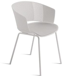 Mondo Viro Moderner Stuhl aus Polypropylen Cutolo mit gepolstertem Sitz für Wohnzimmer (8, Weiß)