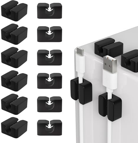 Nearockle 22 Stück Silikon kabelhalter selbstklebend, Kabelmanagement für den Schreibtisch, Stark klebender USB Ladekabel Halter, Kabel Organizer, Netzkabel, Ladegeräte, Audiokabel (schwarz)