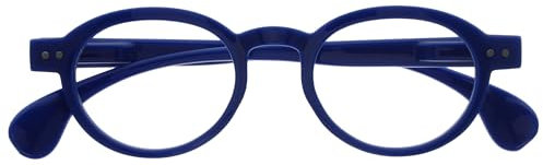 OPULIZE OCA Lesebrille - Moderne Runde Retro-Fassung - Blau Glänzend - Herren Damen - Federscharniere - R54-3 - +1.50