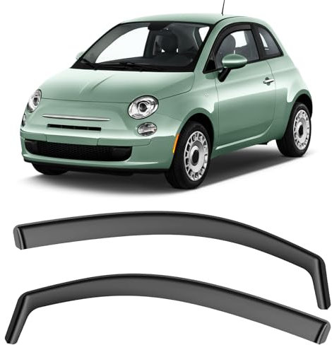 GEARMONSTER Windabweiser Regenabweiser für FIAT 500 2010-2023 Regenabweiser, Integrierte Deflektoren Integrierter Windabweiser, Vorne, Schwarz, 2 Stück