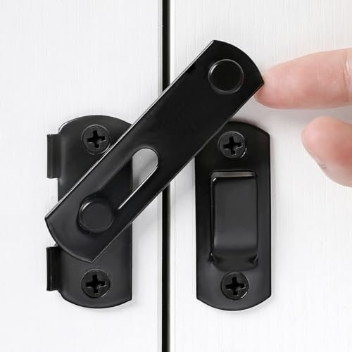 Wocoe Torschlösser, Klappriegel, 7 x 5,1 cm, schlanke, schwarze Sicherheitstürschlösser für Scheunen, Holzzäune, Schiebetüren und französische Türen, vielseitige Torbeschläge für sichere