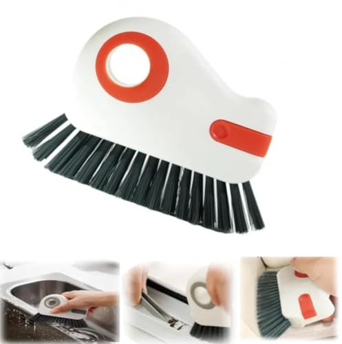 2 in 1 Groove Cleaning Brush Window Track Cleaning Tools, 2024 New Multifunction Hard Bristle Window Track Cleaner with Hidden Scraper for Sliding Door Track, Window Sill, Window Seal (Orange, 3pcs)