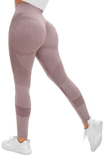 Yaavii Scrunch Leggings Donna Push Up Sport Leggings Vita Alta Pantaloni Sportivi Sportivi per Yoga Gym Training, 1# rosa antico, L