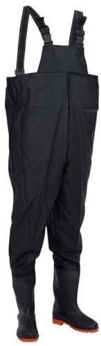 vidaXL Wader da Pesca con Pettorina e Stivali Nero Taglia 43, Wader con Stivali, Stivali Alti Fino al Petto, Stivali per la Pesca, Pantaloni da Pesca