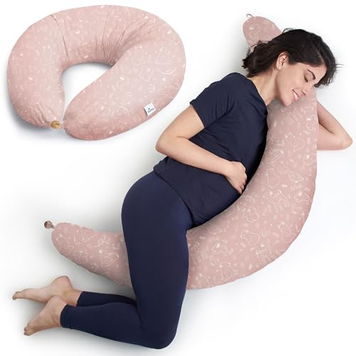 Niimo XXL Schwangerschaftskissen & Stillkissen - Seitenschläferkissen mit Bezug aus 100% Baumwolle, Waschbares Komfortkissen Erwachsene, Lagerungskissen Erwachsene, Stillkissen XXL (200 cm x 70 cm)