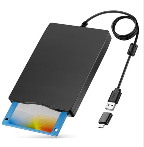 Mkcavne Lector de Disquetes de 3,5 Pulgadas, Unidad de Disquete Externa USB Tipo A y C, Lector de Disquetes para Ordenador Portátil