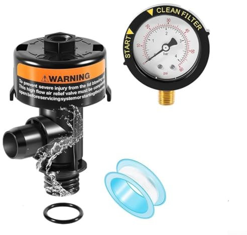 98209800 Ensemble de manomètre de filtre de piscine manuel avec manomètre, soupape de décharge d'air manuelle de rechange pour filtre de piscine et spa