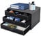 XNONE PU Leather Desk Organizer with 3 Drawers,Office Supply Desktop MultiFunctional Drawer for Stationery/A4 Paper/Document/Magazine/Book/Letter/Jewelry/Makeup Product Home Decora Storage Box (Black)