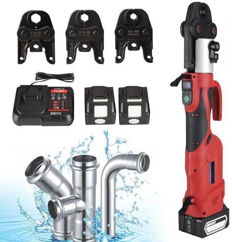 vanenferse Pressa Idraulica, Pinza Crimpatrice Pressatrice Multistrato, Kit Elettricista in Acciaio Inossidabile a Batteria con 3 Ganasce, Pinza Crimpatrice Portatile per Tubi da 12 a 54 Mm