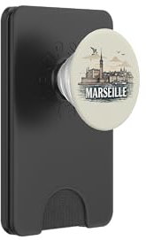 Souvenir rétro paysage de Marseille vintage PopSockets PopWallet pour MagSafe
