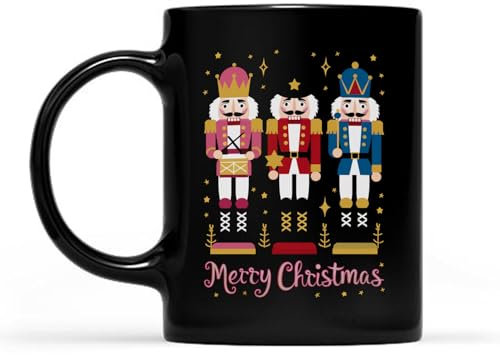 Coffee Mugs 330Ml, Pink Nutcracker Merry Christmas Multicoloured Coffee Cups Printed Porcelain Mug for Hot Drinks Home Celebration