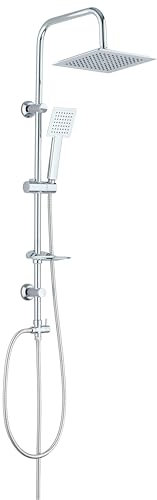 Marco Mammoliti | Colonna Doccia Velio Quadro con Soffione Quadrato e Doccetta, Metallo, 100x50x24cm