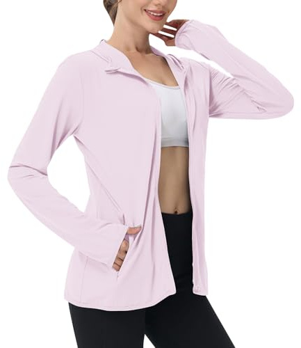 BFSWL Ropa de protección UV para mujer, de manga larga, chaqueta de verano, transpirable, con capucha, protección solar, chaqueta deportiva, protección UV, chaqueta deportiva, chaqueta para correr