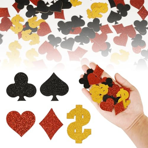 100 Stück Casino Poker Konfetti, Casino Thema Party Konfetti Poker, 4cm Nacht Party konfetti Dekoration Groß Chips, Glitter Las Vegasparty Streudeko, Game Night Supplies, Karneval Spiele Deko Confetti