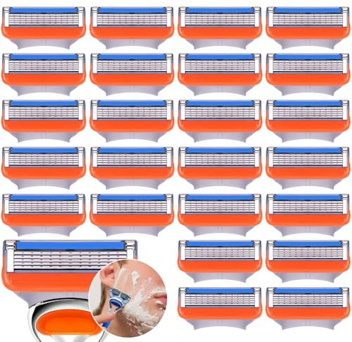 SHANHAIKX Fusion 5 Rasierklingen,24 Stück Fusion 5 klingen Ersatzklingen,für Fusion 5 Rasierer,Rasierklingen,Nassrasierer Herren mit 5-Fach Klinge,Fusion 5 klingen vorteilspacks