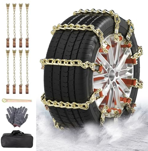 8 Stück Notfall Abschleppassistent Schneeketten, Universal Schneeketten für Reifenbreite 175-285mm, Rutschfeste Notfall-Schneereifenketten Snow Chains für die meisten PKW/SUV/LKW
