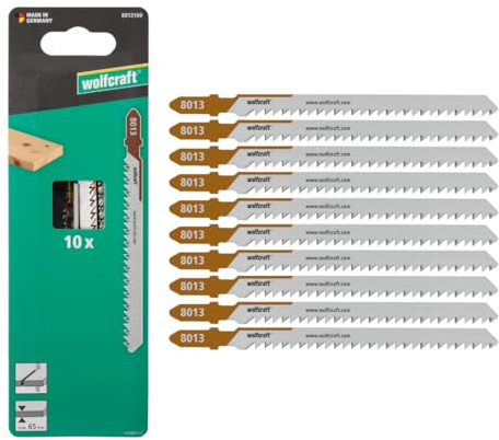 wolfcraft 8013100 - Lames de scie sauteuse, coupe fine - Lame HCS avec queue en T - Idéale pour le bois tendre et le MDF - Profondeur de coupe 65 mm