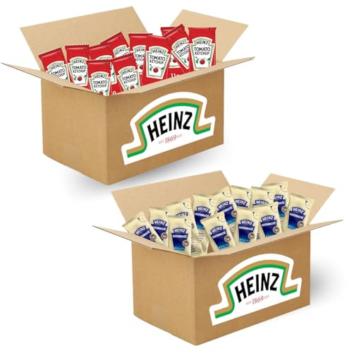 HEINZ - Assortiment de 200 sticks de sauce Mayonnaise et Ketchup | Doses individuelles de 10 ml pour varier les plaisirs - Idéal restauration, food truck, pique-nique, lunch box, camping