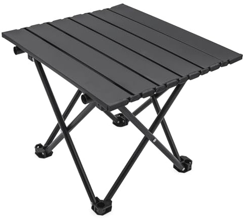 Camping Klapptisch schwarz mit Tragetasche - 40 x 35 cm - Universal Gartentisch mit einrollbarer Tischplatte - Outdoor Mehrzweck Tisch Reisetisch Picknicktisch Garten Reise Campingmöbel Zubehör