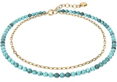Fossil JA7320710 Damen Fußkettchen Messing Gold blau Acrylperlen 25,5 cm