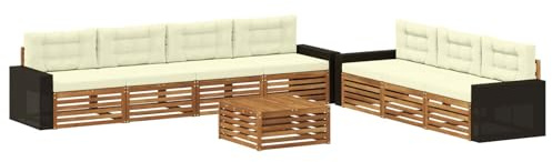 vidaXL Outdoor-Sofagarnitur 8 pcs Natur und Creme 79 x 79 x 37 cm, Garten Sofa, modernes Outdoor-Mobiliar, Bequeme Lounge-Ecke für Terrasse und Patio