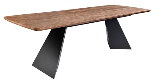 Riess Ambiente Ausziehbarer Esstisch Prestige - 180-240cm - Natur - Walnussholz, schwarzes Metallgestell, 12 Personen