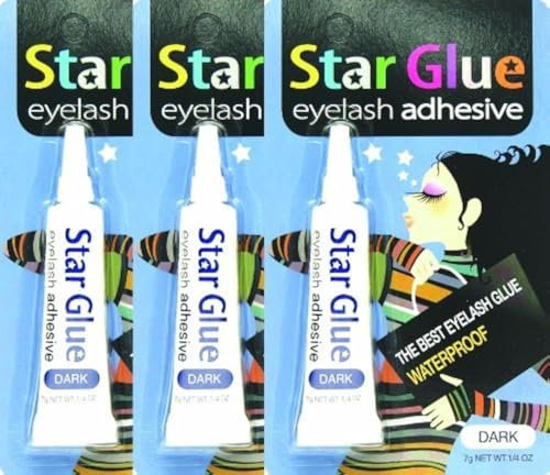 3packs of Star Eyelash Glue for Strip Lashes (Dark) 7g (1/4oz) by Star