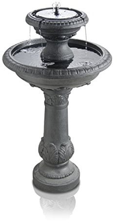 Primrose 84cm Windsor Double Tier Fountain Solar Bird Bath Water Feature with Lights