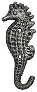 Hampton Nautical Rustic Silber Gusseisen Seahorse Haken 7 