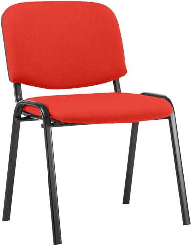 CLP Stapelstuhl Ken I Konferenzstuhl Mit Stoff-Bezug I Schwarzes Metallgestell, Farbe:rot