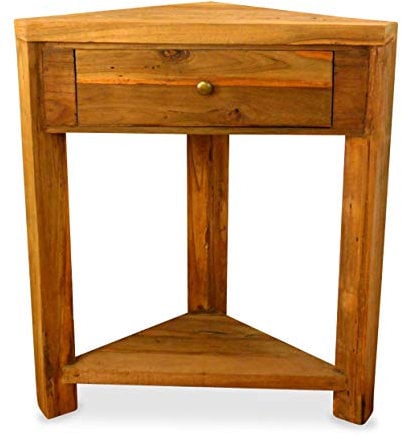 livasia Asiatischer Eckschrank aus Massivholz – 35x60x70cm – Handgefertigter Schrank aus Java, recyceltes Teakholz, Robust & Nachhaltig