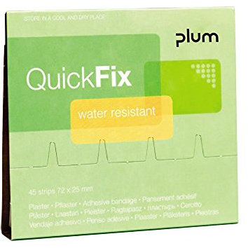 Plum QuickFix Wasserfeste Pflaster Set (45 Streifen, 72 x 25 mm) - Selbstklebender Verband, Wundpflaster für Schnitte & Fersenschutz, Atmungsaktive Wundversorgung mit Bakterienschutz