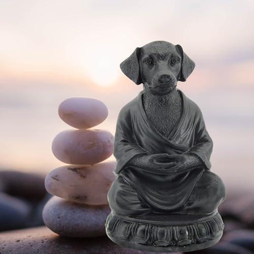 Bellaa 29608 Meditierende Hundestatue, niedlich, Zen, Buddha, Yoga, Pose, Mönch, Namaste, Achtsamkeit, Ruhe, Frieden, Innenbereich, Wohnzimmer, Dekoration, Outdoor, Feengarten, Skulptur, Zwerg Figur