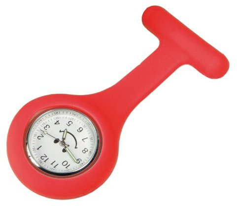 Tiga-Med Schwesternuhr Silikon rot Smiley 2er Set (= 2 Stück) Nadel Krankenschwesternuhr Kitteluhr Pulsuhr