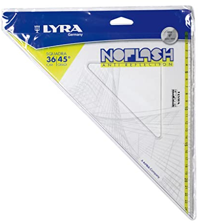 LYRA Noflash Geodreieck 36 cm / 45 ° in PVC-Hülle