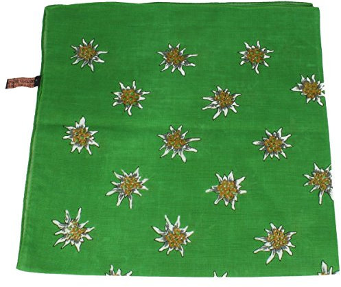 Breiter Edelweiß Trachtentuch Nickituch Trachten-Nickituch Schal Tuch aus 100% Baumwolle 50 x 50 cm (Dunkelgrün)