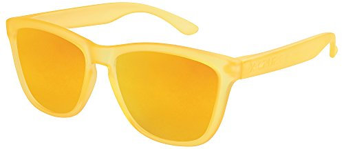 X-CRUZE 9-061 Nerd Sonnenbrillen polarisiert Style Stil Retro Vintage Retro Unisex Herren Damen Männer - orange-transparent matt/orange verspiegelt