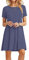 MOLERANI Robe d'été pour Femme T-Shirt décontracté à Manches Courtes Robe de Plage Ample Swing Robe pour Femme (L, Violet Gris)