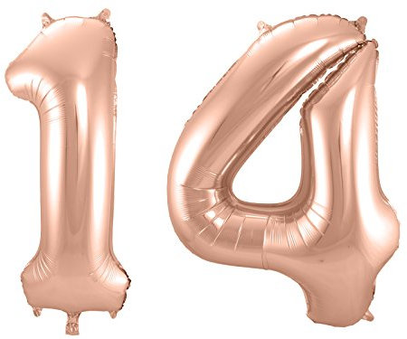 Folat 800044 - Folienballon - Zahl 14 - rosegold - ca. 86 cm hoch