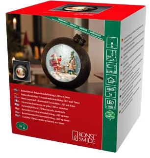 Konstsmide LED Weihnachtskugel Weihnachtsmann mit Kindern, wassergefüllt, 5h Timer, warm weiße Diode, batteriebetrieben, Innen - 4362-000