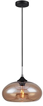 Luminaire Bronks, suspension verre fumé, 40 W, orange, ø 28 x H 18 cm, Ambré