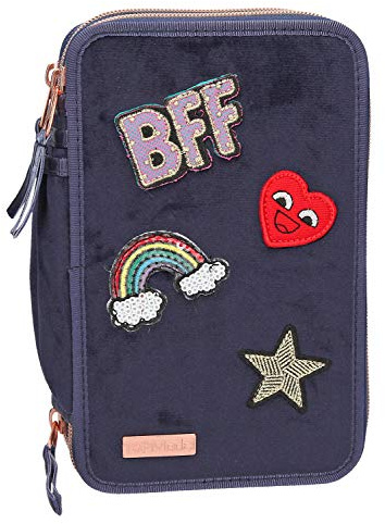 Depesche 10029 Federtasche 3 Fach TOPModel Velvet, dunkelblau, bunt