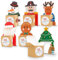 itenga Geschenkverpackung Weihnachtsbande Schneemann Nikolaus Lebkuchenmann Nussknacker Rentier Tannenbaum - Figurenaufsteller mit Stickern und Karten
